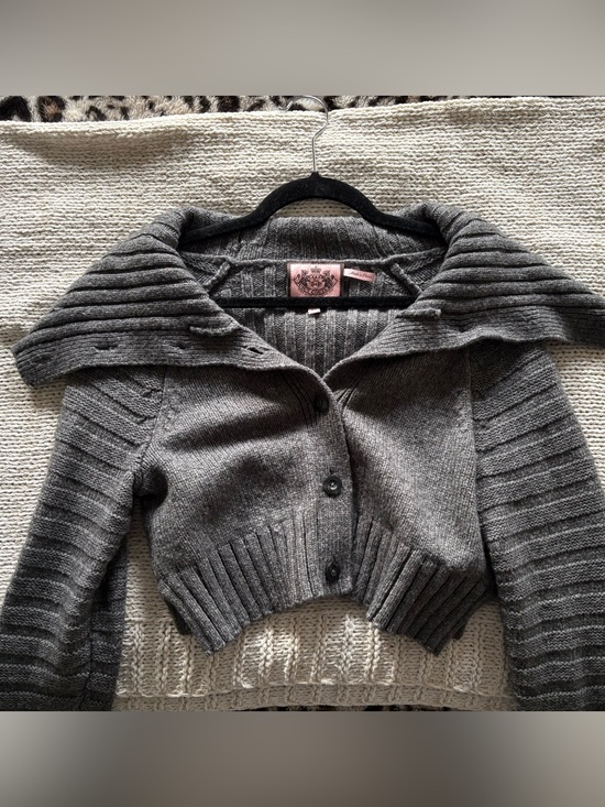 Juicy Couture Sweaters - Juicy Couture Ribbed Collar Button-Up Sweater